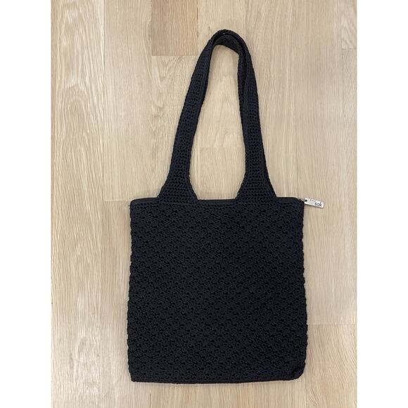 The Sak Black Crochet Handbag Tote Hobo Boho Bag EUC - Picture 1 of 9